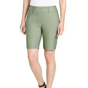 Hilary Radley Women's Pull-On Bermuda Shorts In Olive Green  Size XL